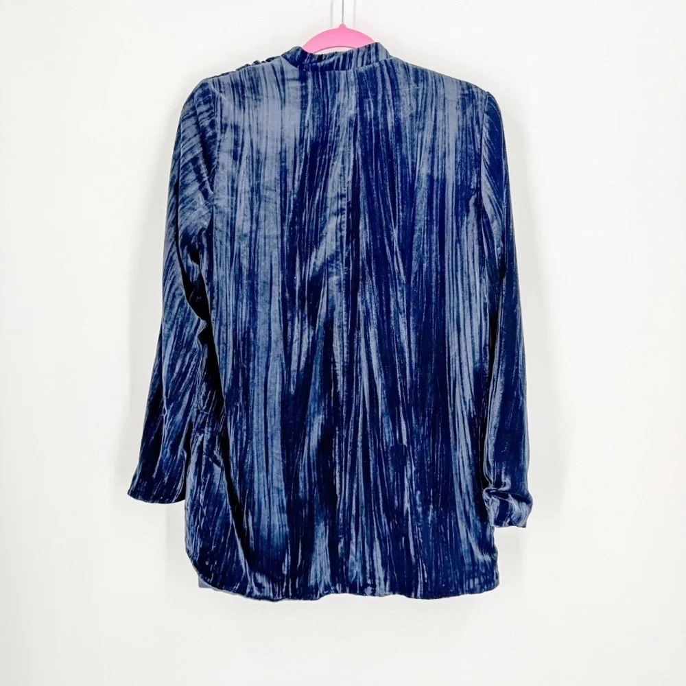 Free People Blue Blazer with Relaxed Fit and Open Front